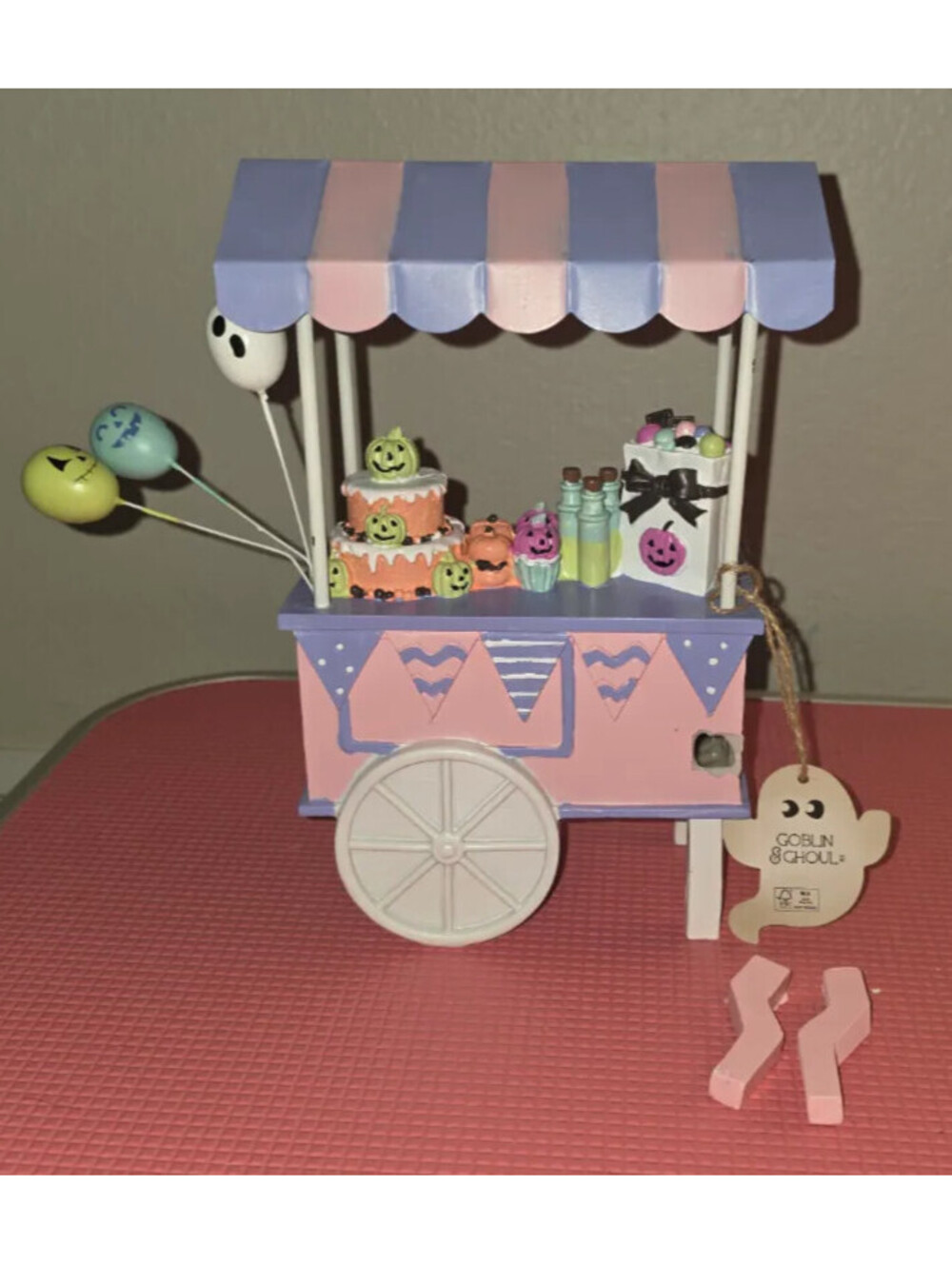 GOBLIN & GHOUL HALLOWEEN PASTEL SWEETS CART DECORATION BROKEN HANDLE SEE PICS